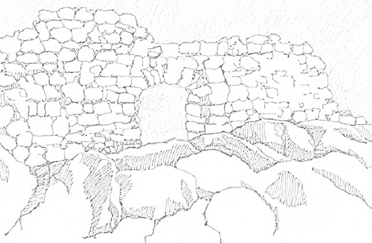 На раскраске изображено: Снежная крепость, Каменная стена, Арка, Зима, Снег, Крепость