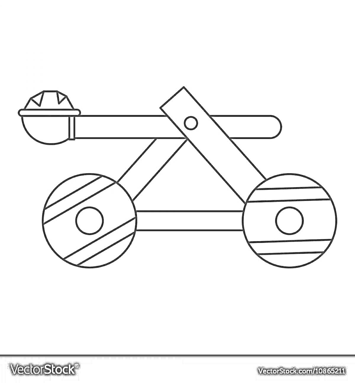 На раскраске изображено: Катапульта, Транспорт, Колёса