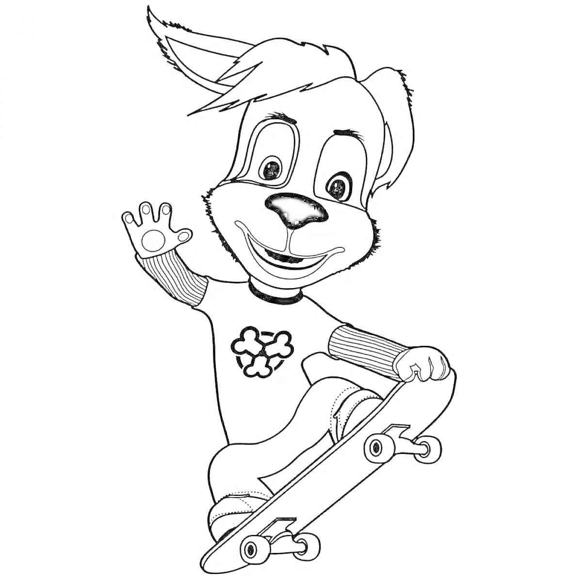 Раскраска Дружок Барбоскин на скейтборде