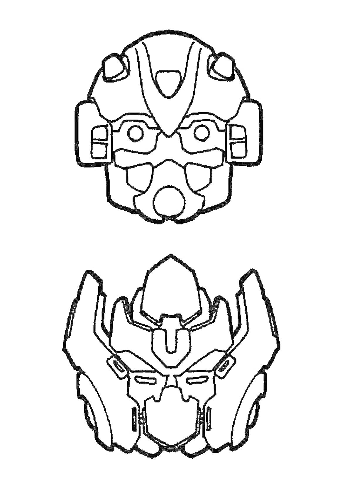 На раскраске изображено: Маска, Робот, Лицо, Детали, Техника