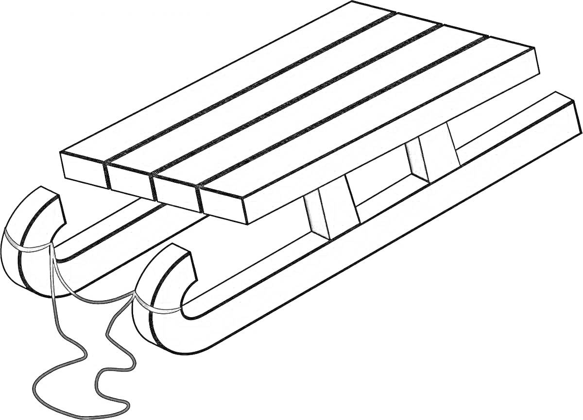 Раскраска Санки с тросиком