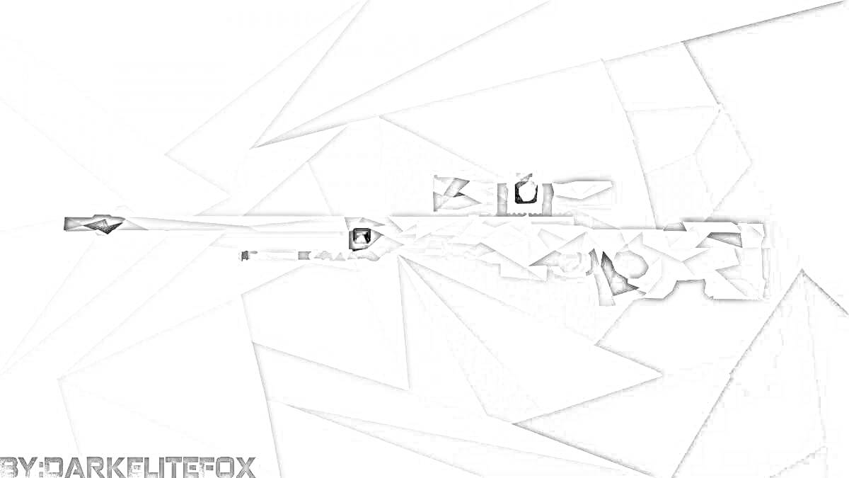 Раскраска Снайперская винтовка с градиентным камуфляжем, надпись на нижней части изображения