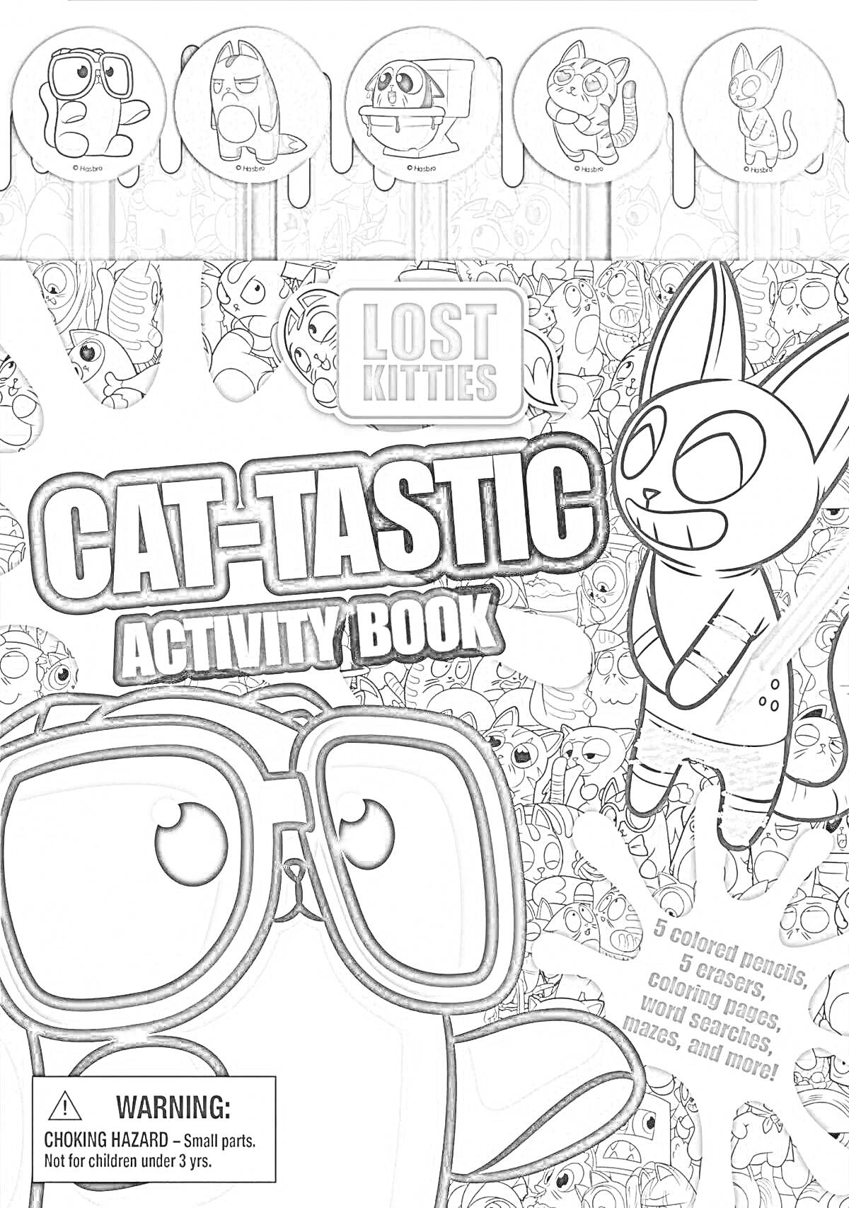 Раскраска Lost Kitties CAT-TASTIC Activity Book, Книга для занятий с рисунками котят, мелками и наклейками