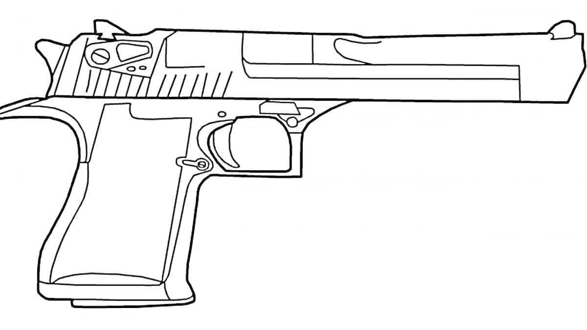 На раскраске изображено: Пистолет, Оружие, Standoff 2, Контурные рисунки