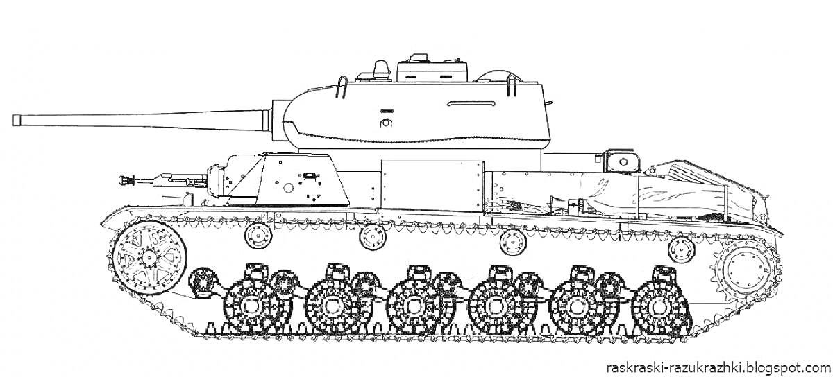 Раскраска Танковая раскраска с KV-2, боковой вид