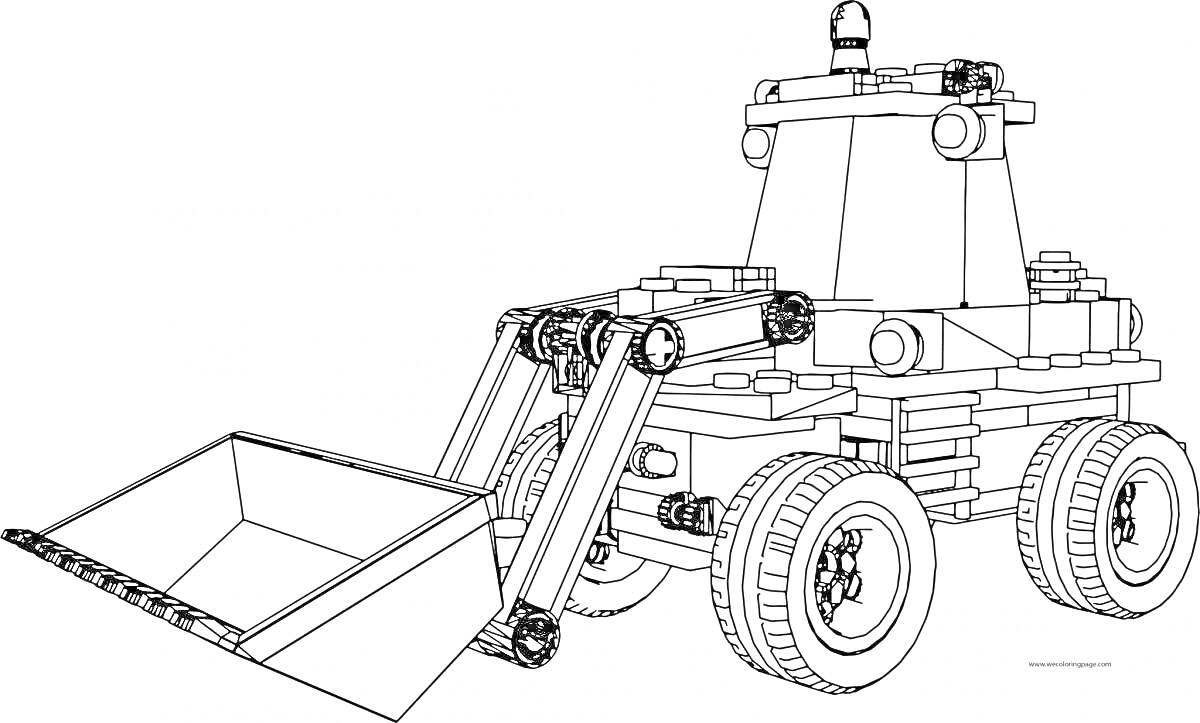 Раскраска Мотоблок с ковшом и четырьмя колесами