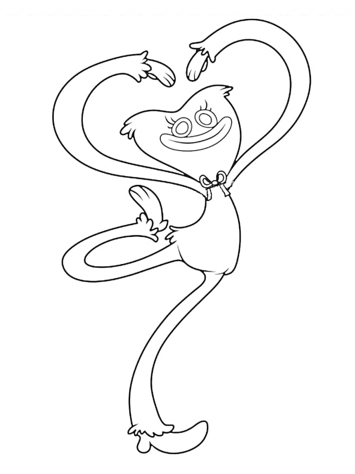 Киси Миси с изображением улыбающегося, танцующего персонажа с длинными руками и ногами