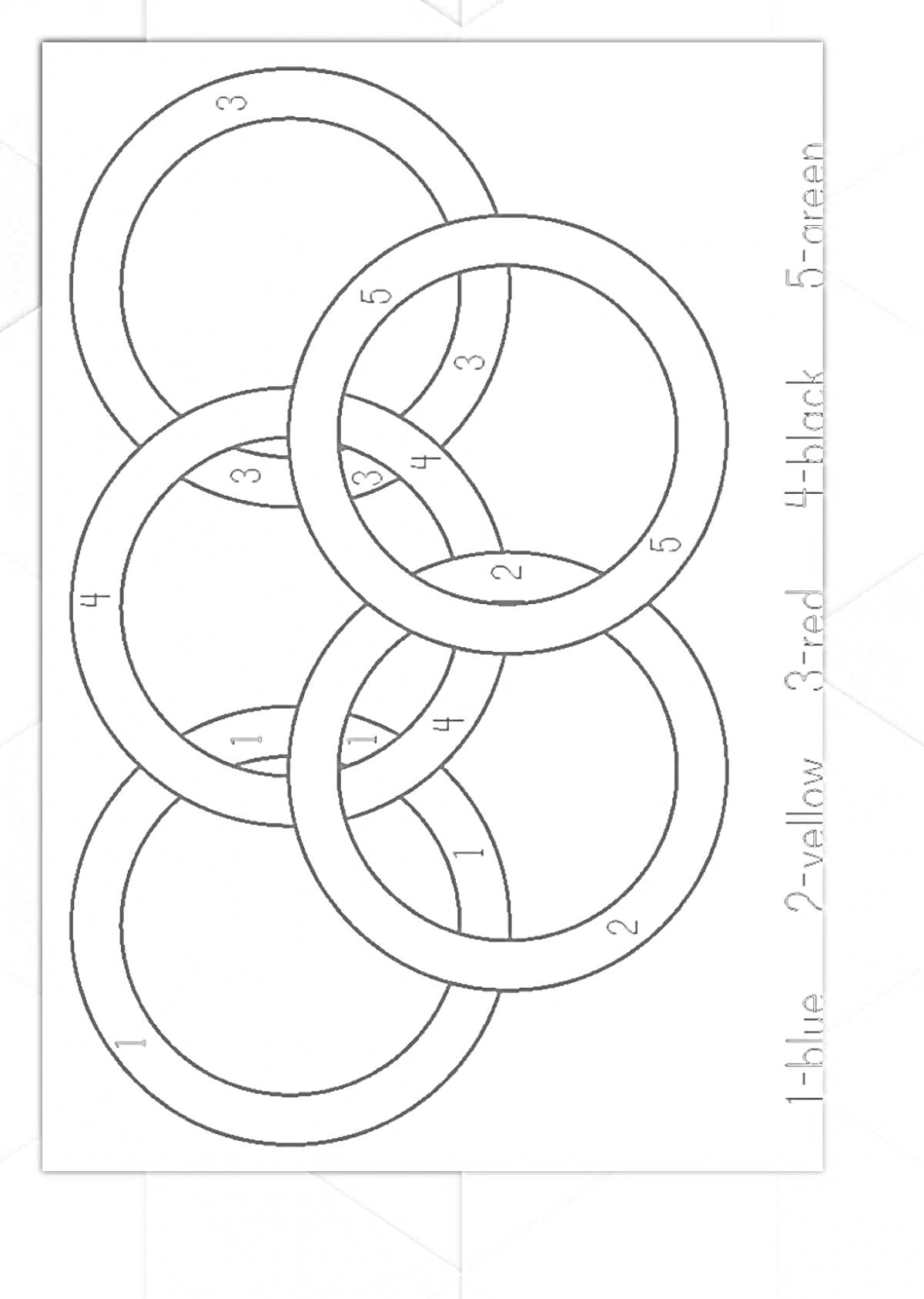 Раскраска Раскраска олимпийские кольца с указанием цветов