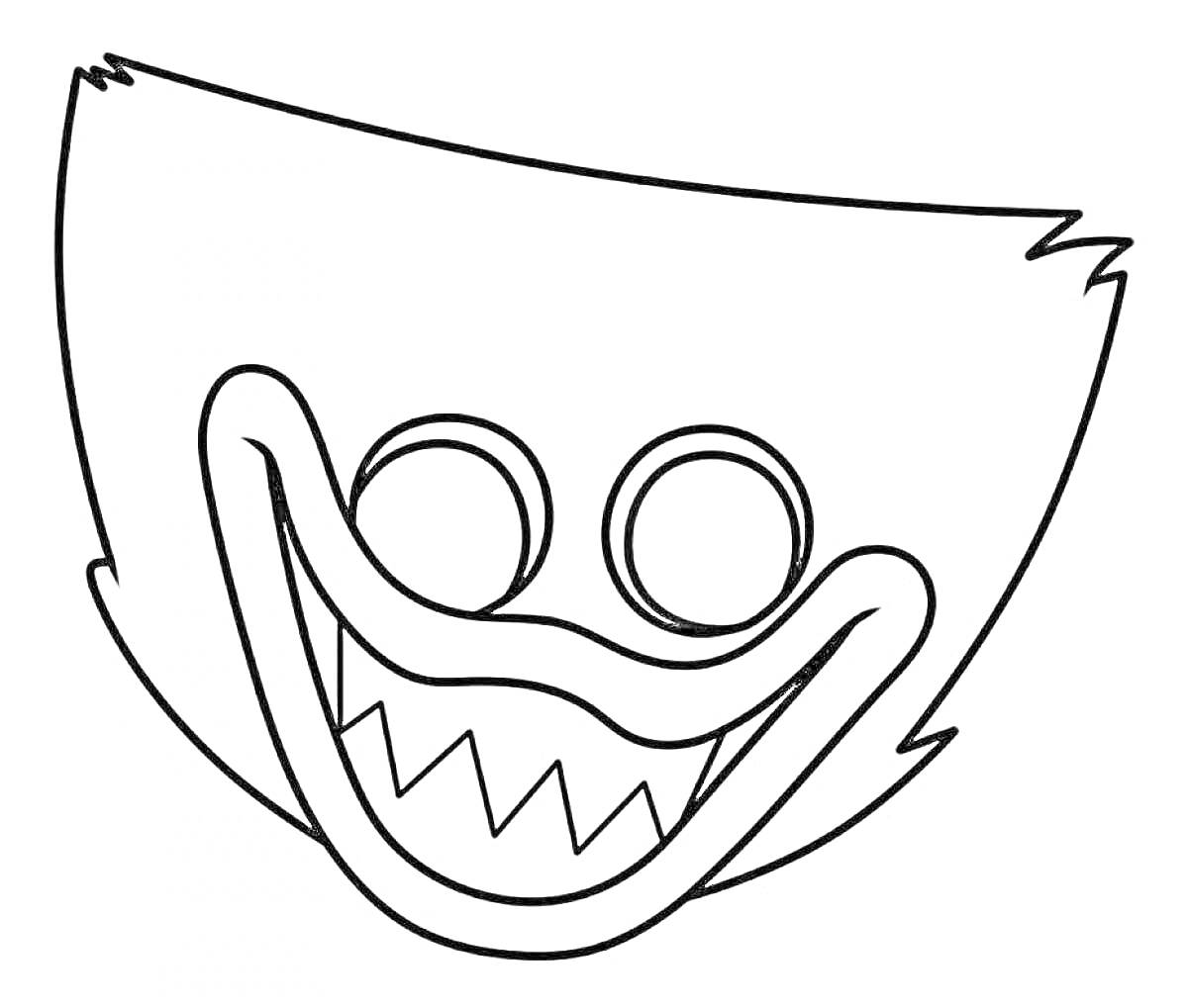 Раскраска Хагги Вагги с открытым ртом и круглыми глазами