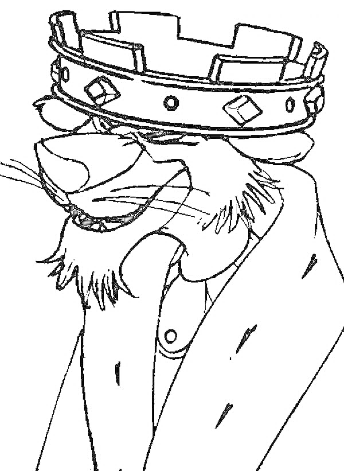 Раскраска Король в короне с бородой из мультфильма Робин Гуд