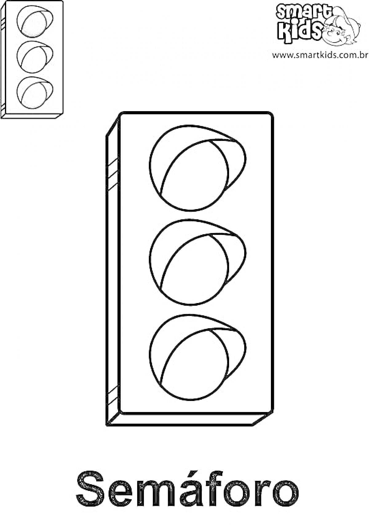 Раскраска Раскраска светофор для детей с тремя пустыми кругами и примечанием светофора с красным, жёлтым и зелёным цветами