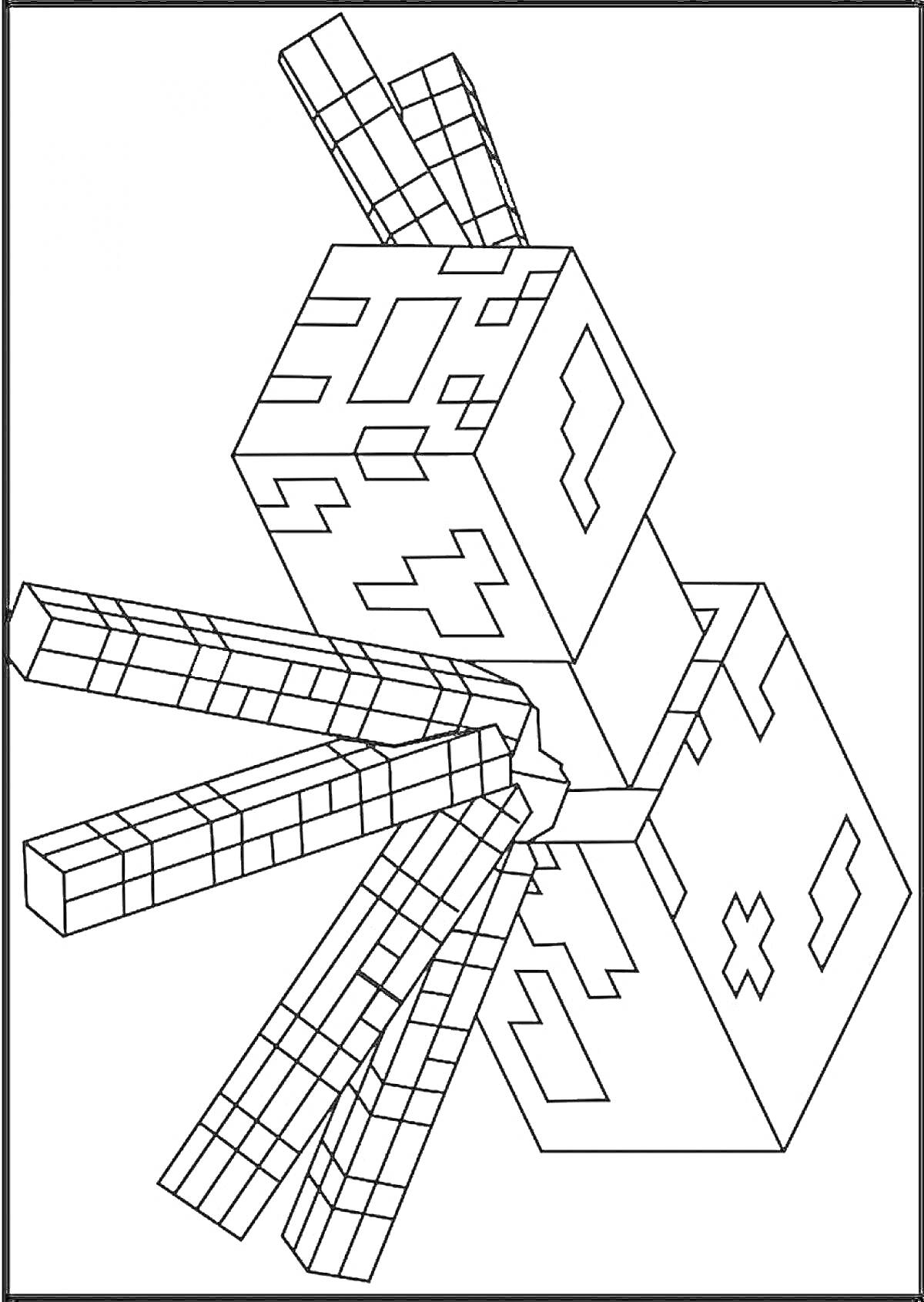 Раскраска Майнкрафт Крипер и Паук