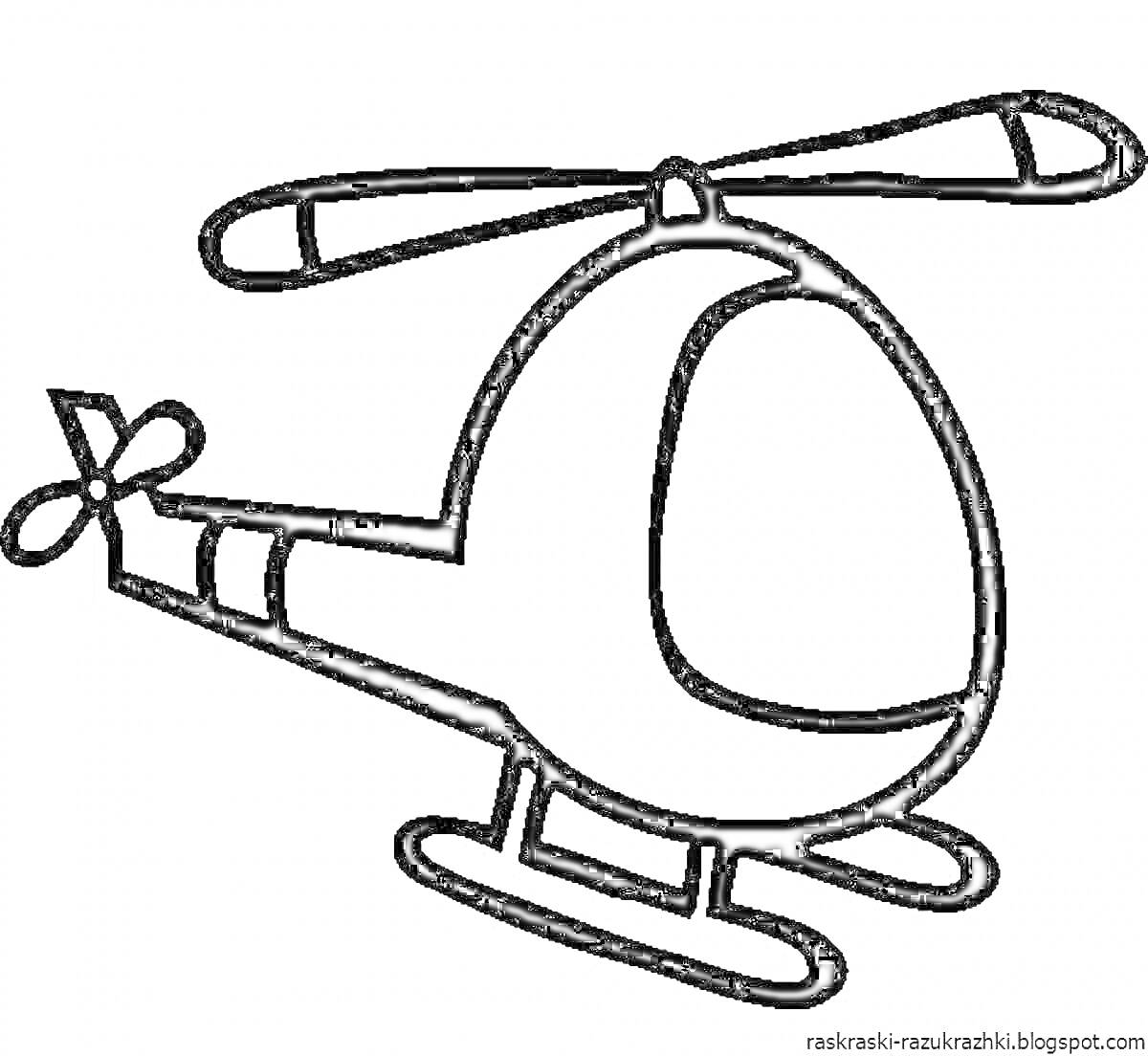 На раскраске изображено: Вертолет, Транспорт, Лыжи, Для детей, Пропеллеры