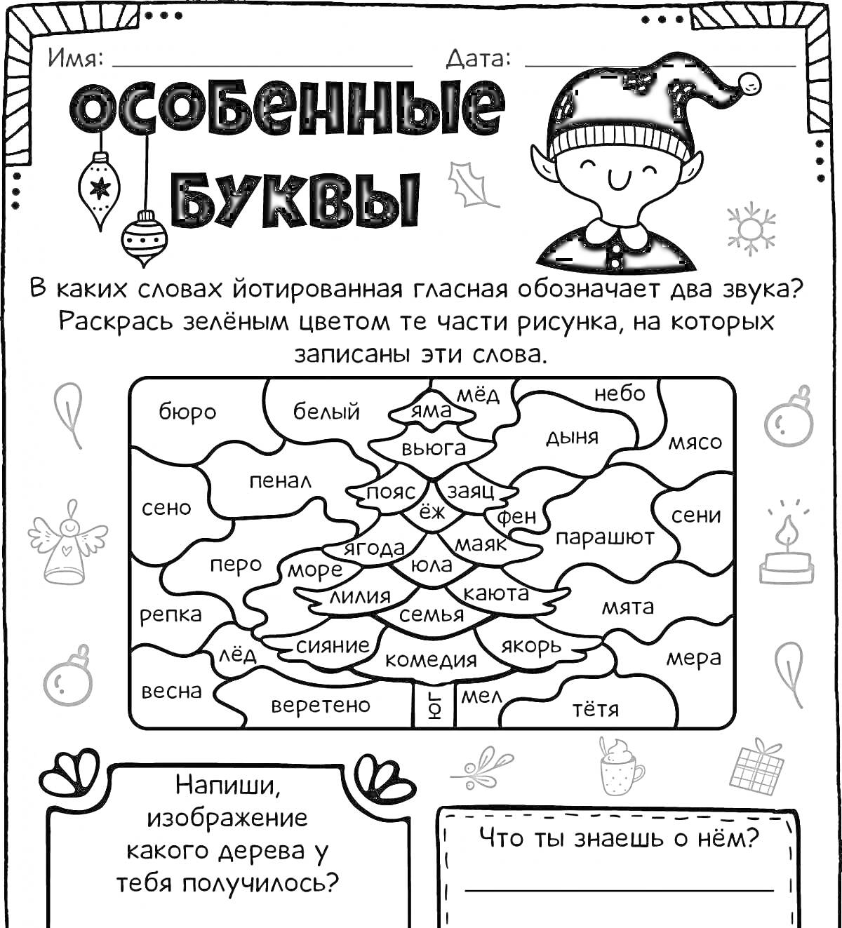 На раскраске изображено: 3 класс, Учебное задание, Состав слова, Звуки, Русский язык