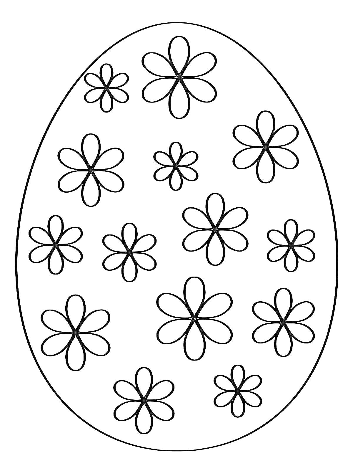 Раскраска Яйцо с украшением в виде цветков