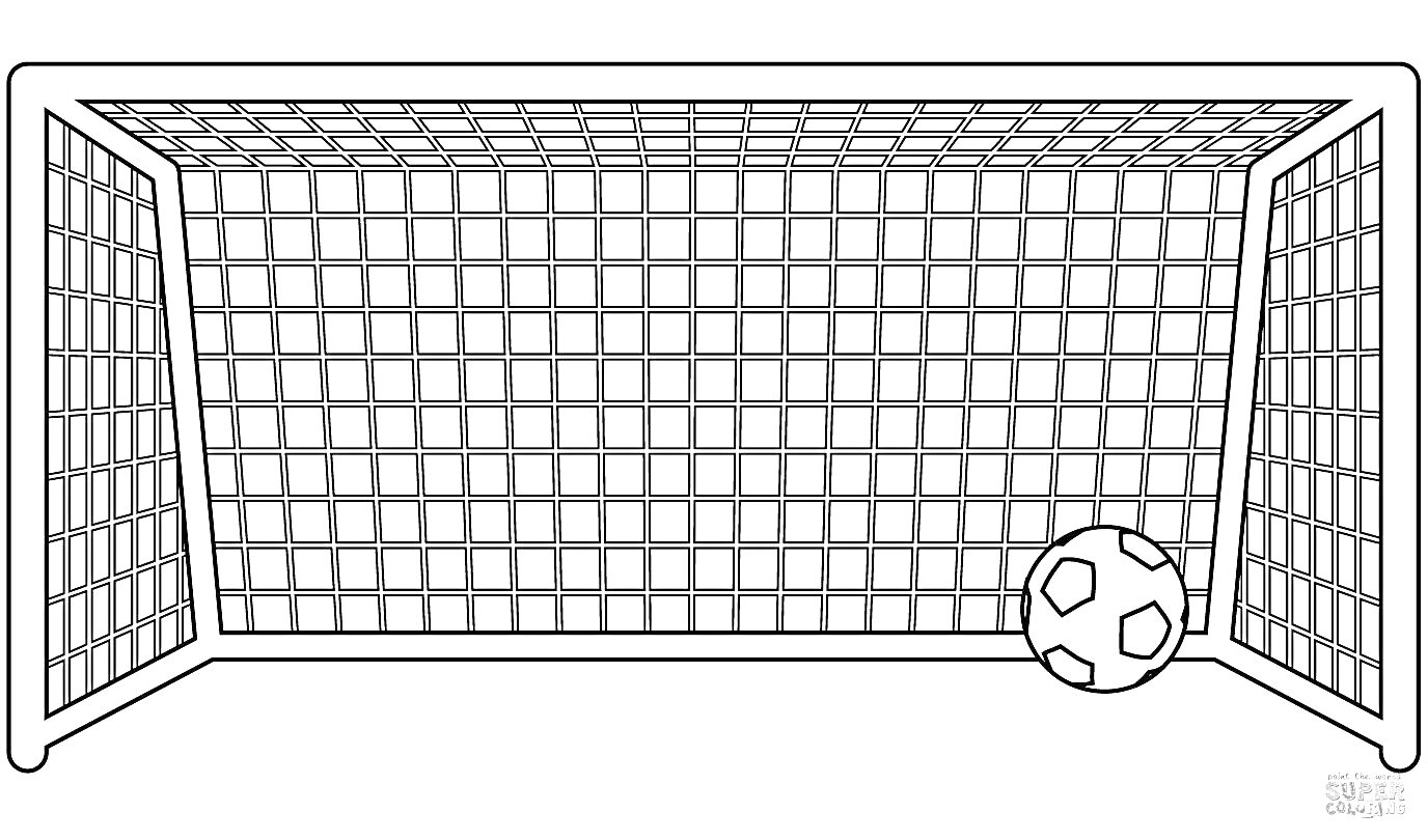 Раскраска Футбольные ворота с мячом
