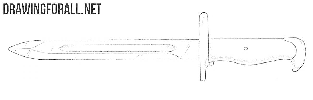 Раскраска Раскраска байонетного ножа M9 с прямым клинком и гардой, без цветных элементов