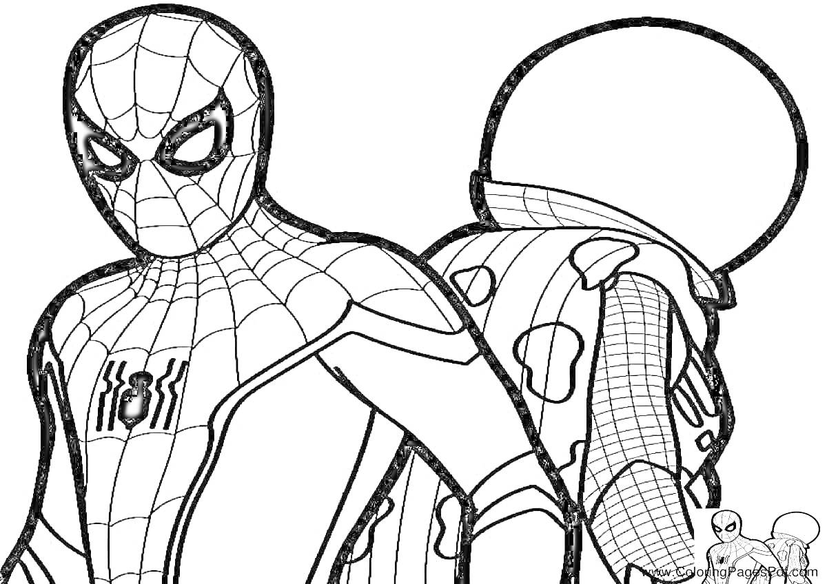Раскраска Человек-Паук и Мистерио из игры Spider-Man PS4
