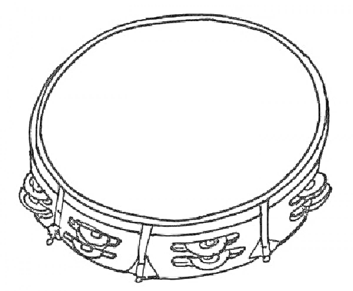 Раскраска Бубен с звонкими металлическими пластинами