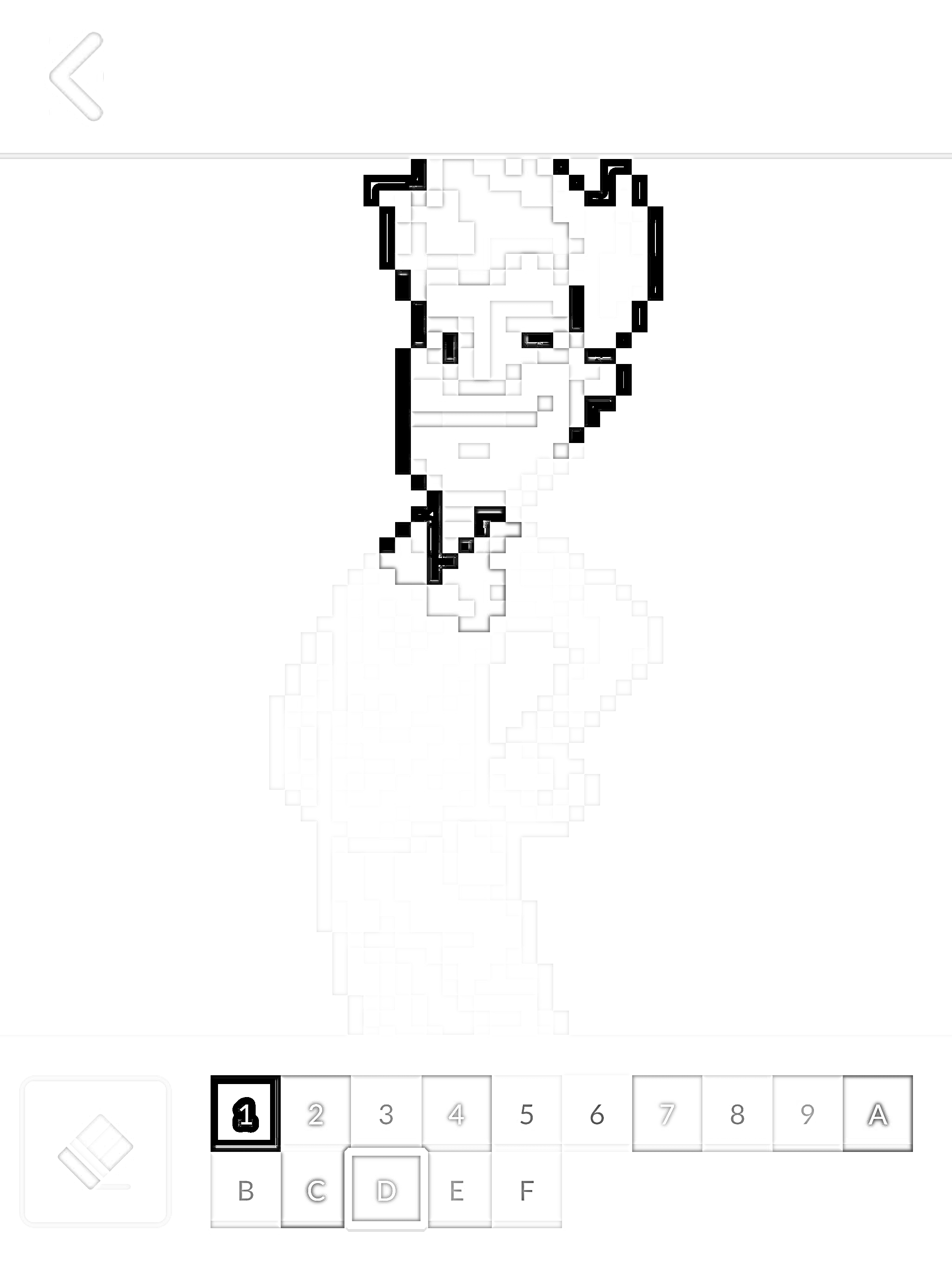 Раскраска Пиксельный персонаж из игры, стоящий с одной рукой на поясе