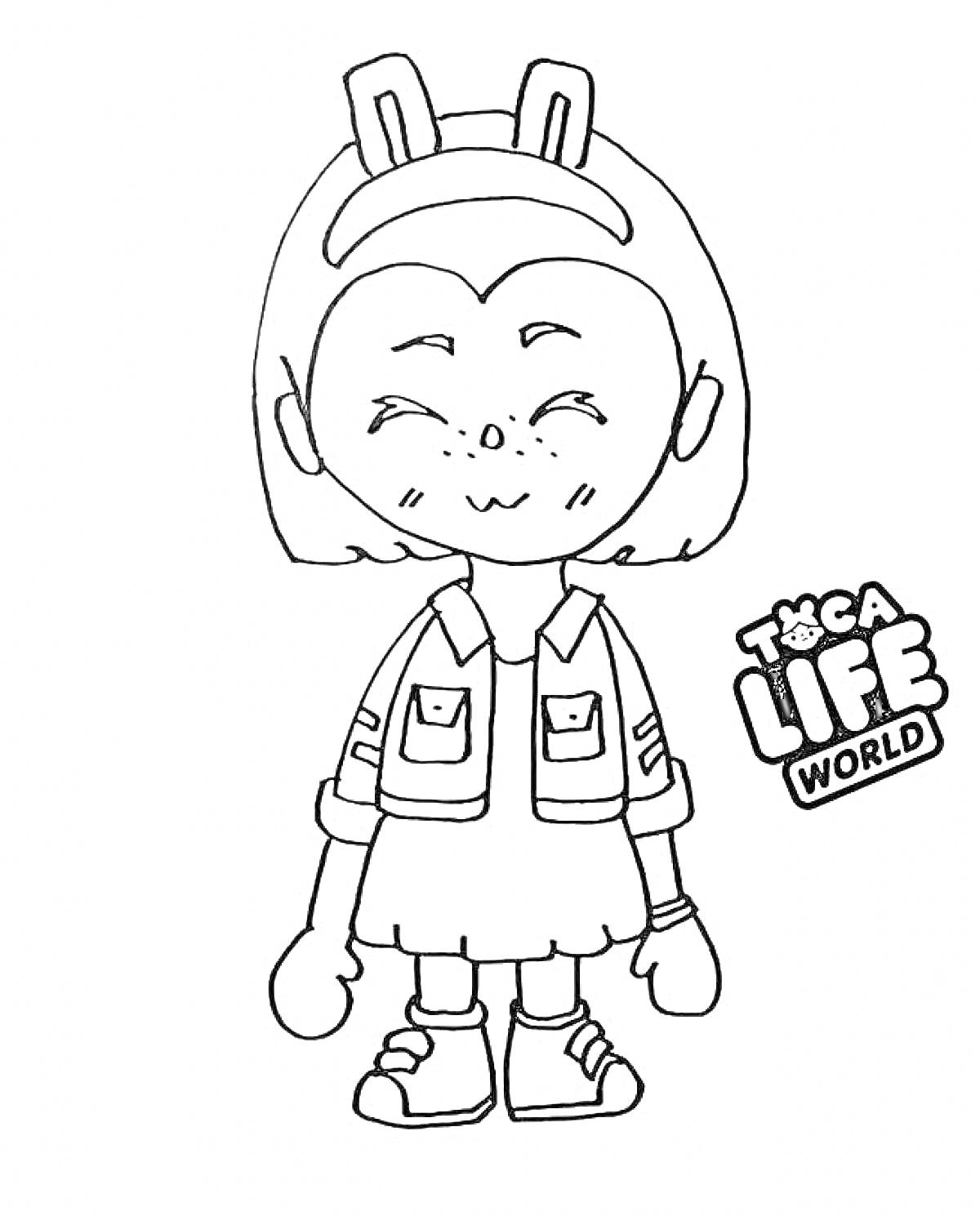 Персонаж Toca Life World — девочка в куртке с заколкой-кроличьими ушками