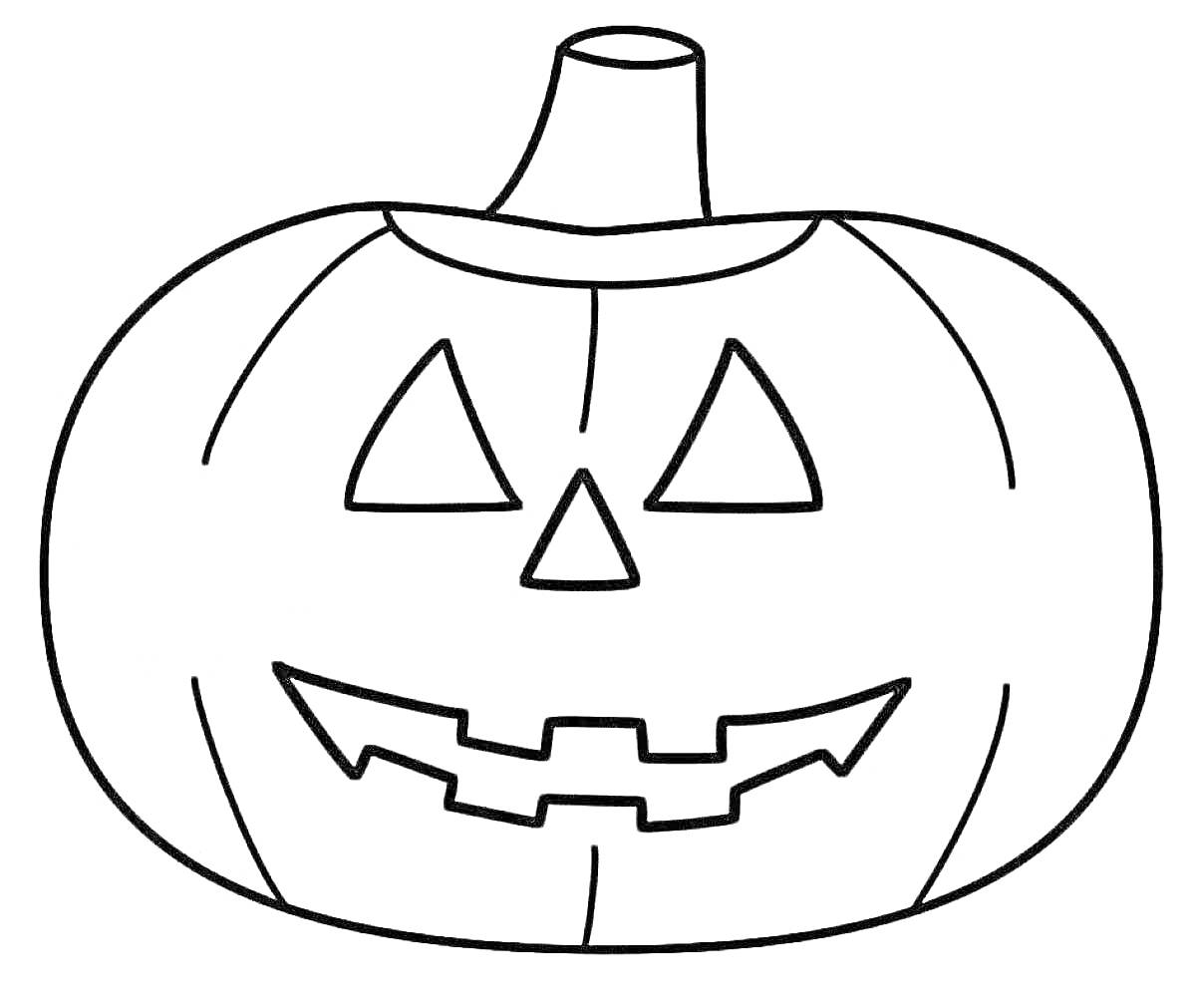 Раскраска Тыква со светящимися глазами и зубастым ртом для Хэллоуина