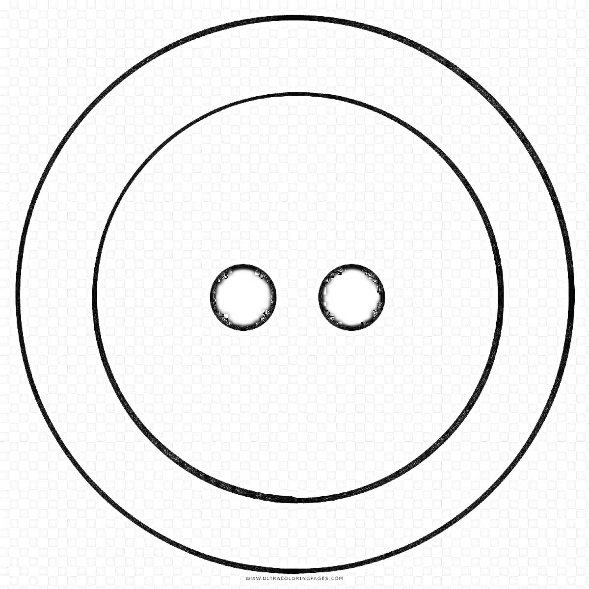 Раскраска Раскраска пуговица с двумя отверстиями и двумя кругами по краям