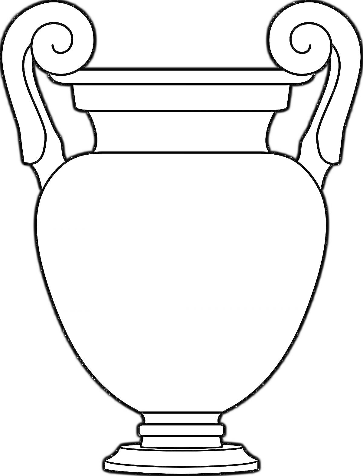 Раскраска Декоративная амфора с двумя завитыми ручками