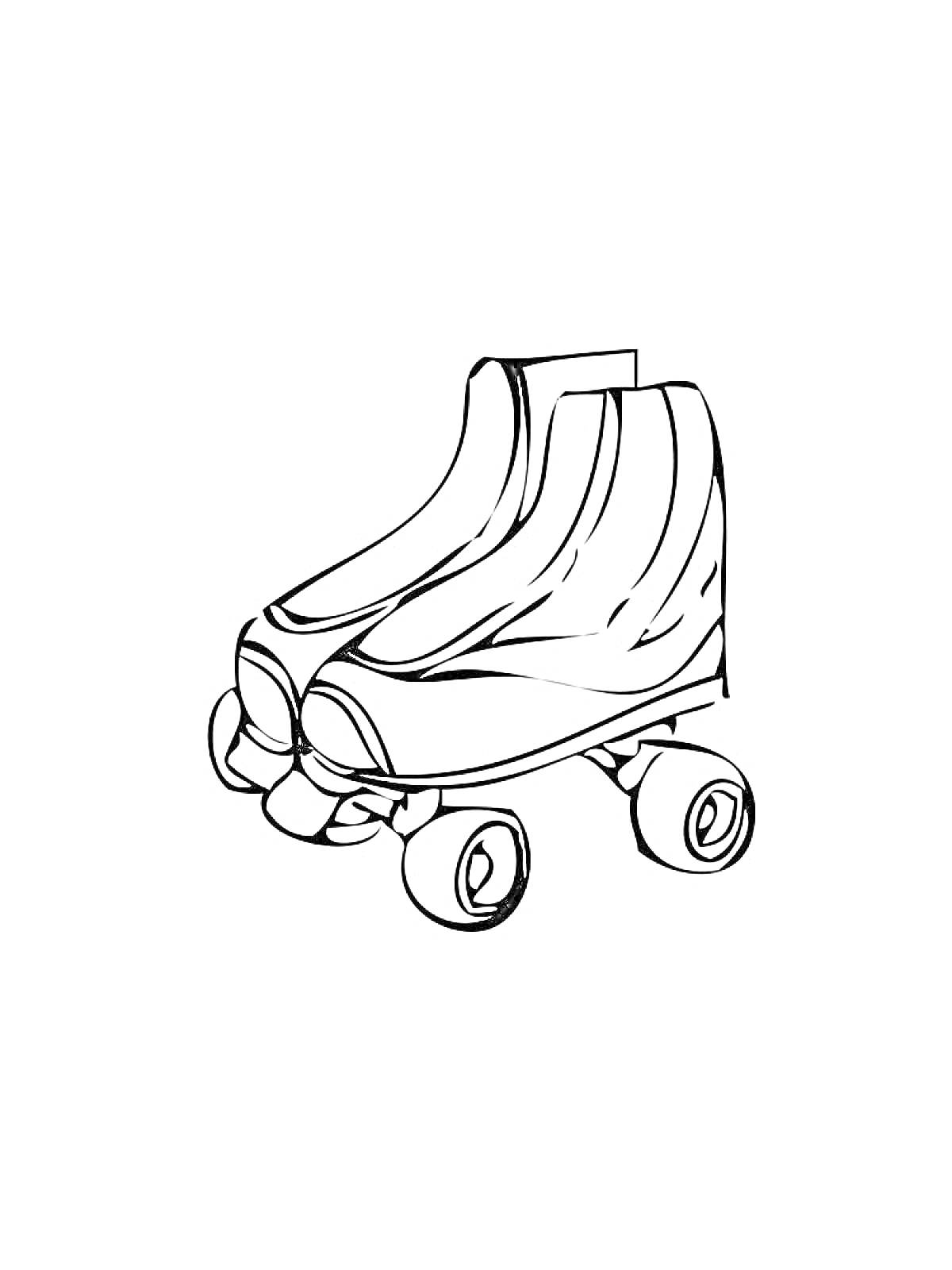 Раскраска Роликовые коньки с четырьмя колёсами