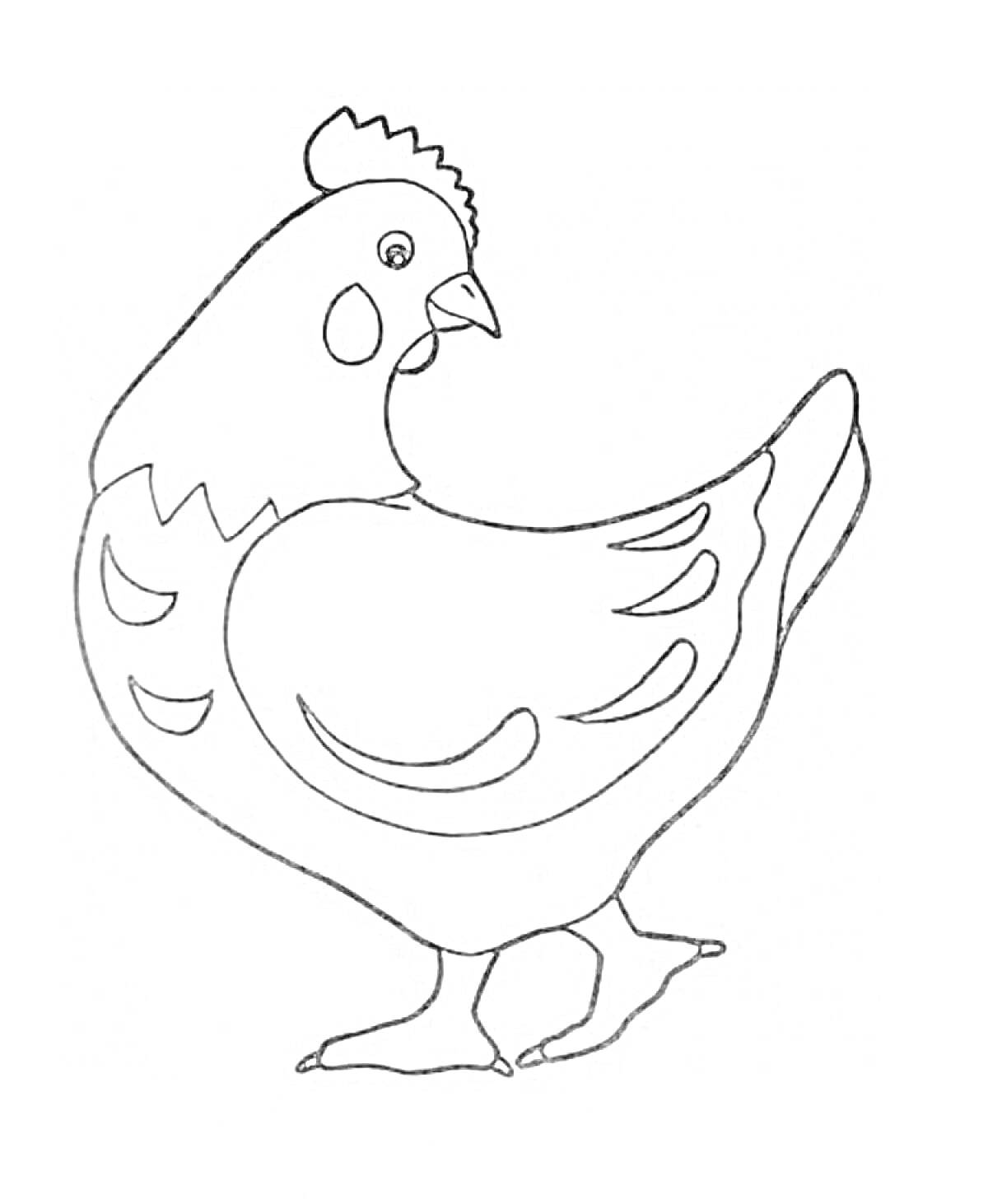 На раскраске изображено: Гребешок, Хвост, Птица, Ферма, Для детей, Контурные рисунки, Курицы