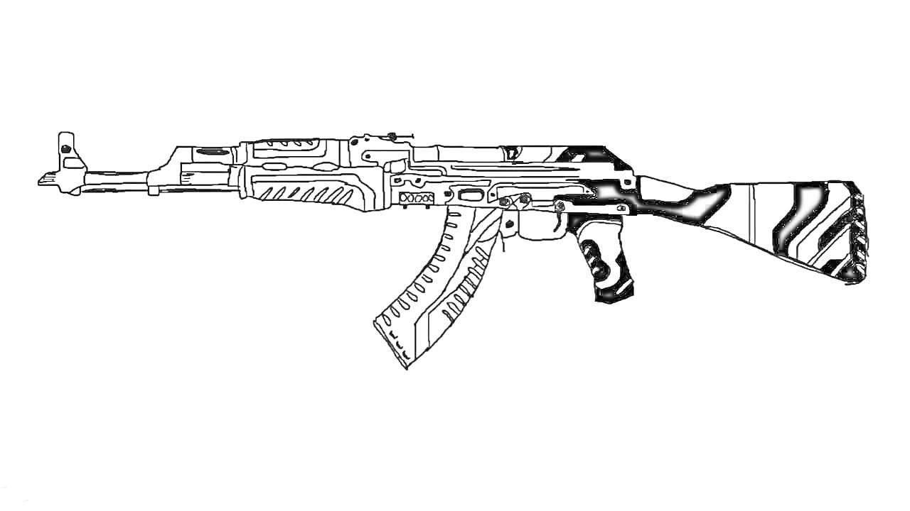 Раскраска AK-47 с камуфляжным скином