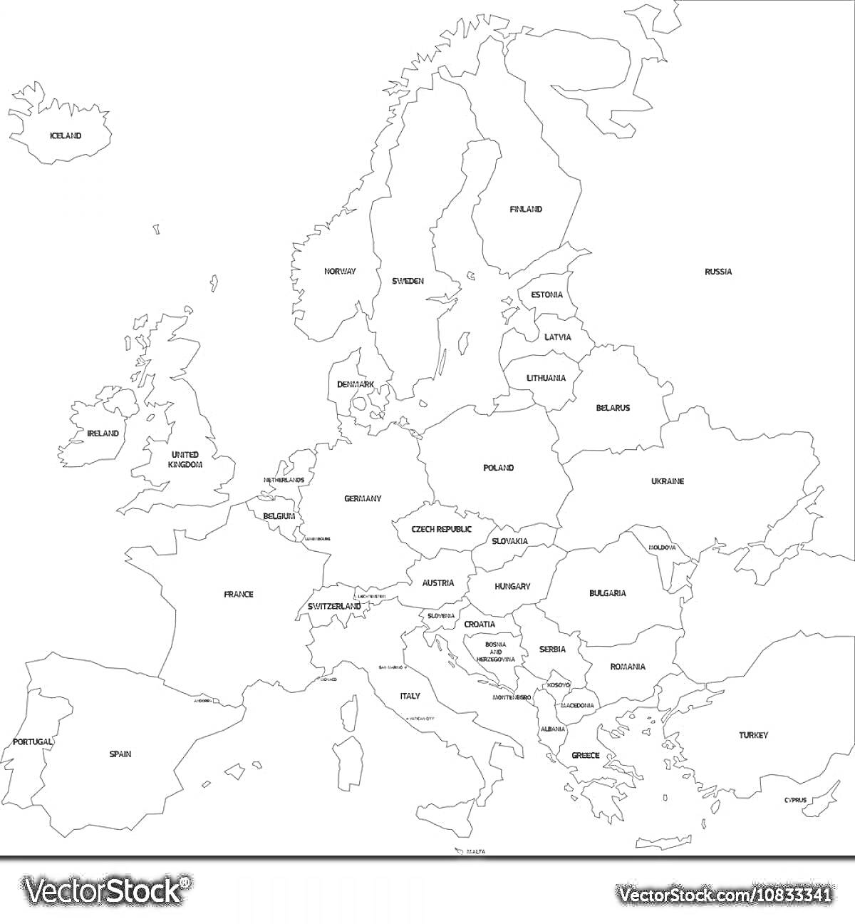 На раскраске изображено: Карта, Европа, Границы, География, Учеба, Образование