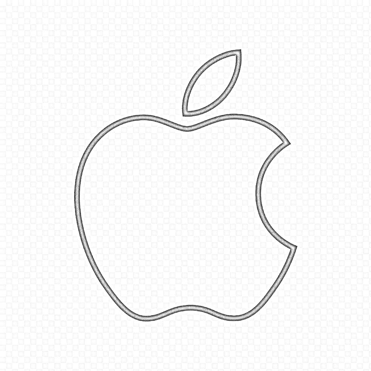 Раскраска Логотип Apple с силуэтом надкушенного яблока и листиком