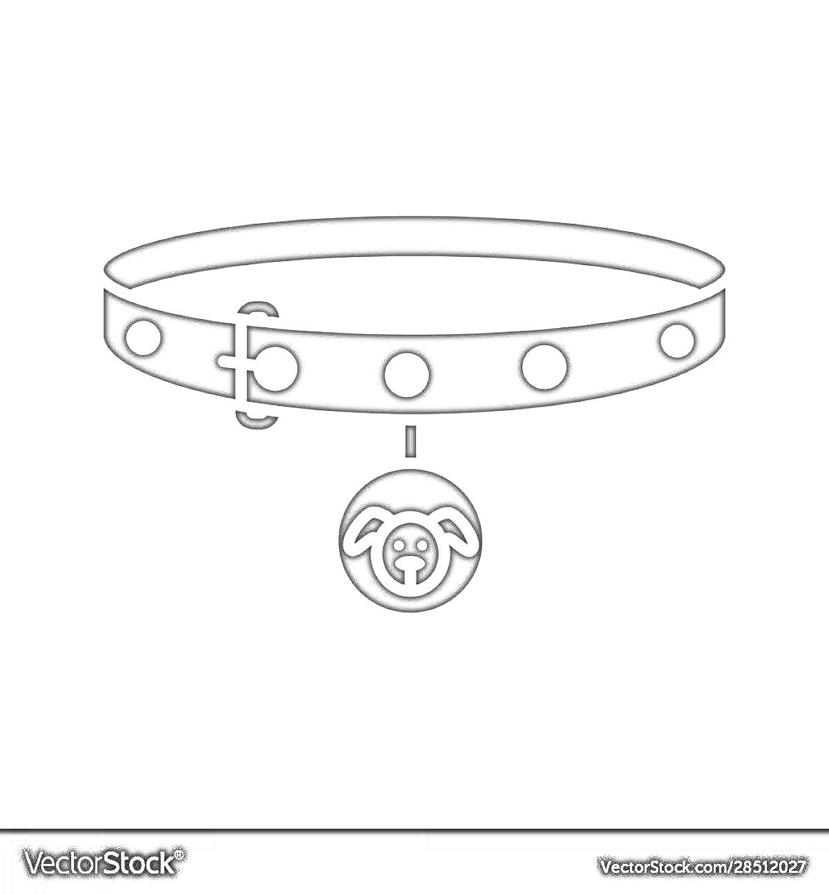 Раскраска Ошейник с пряжкой и медальоном в форме собачьей головы