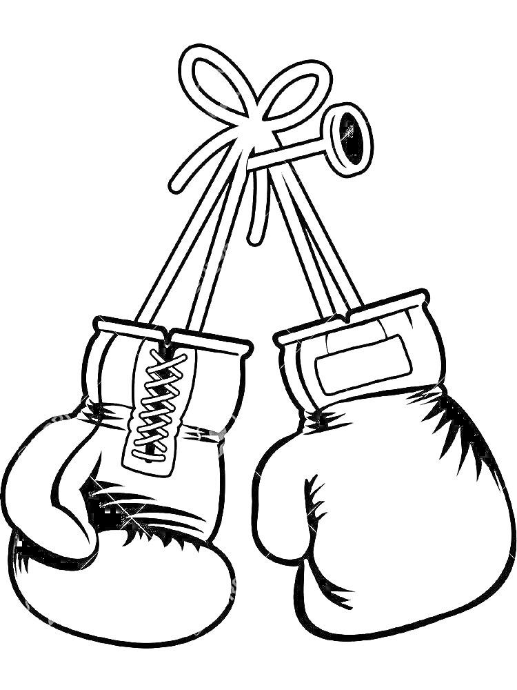 На раскраске изображено: Бокс, Боксерские перчатки, Спорт, Экипировка