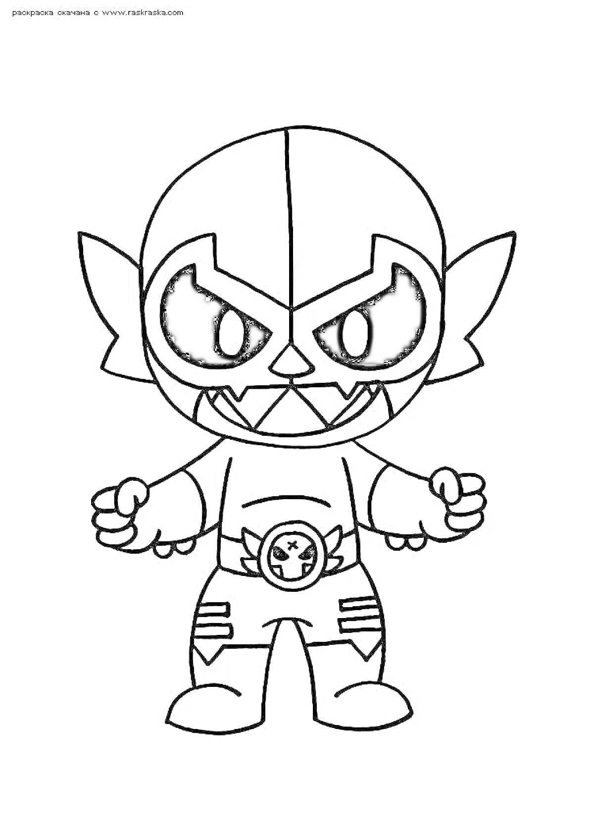 Раскраска Эль Примо в костюме Мишки из игры Браво Старс, стоящий с поднятыми кулаками