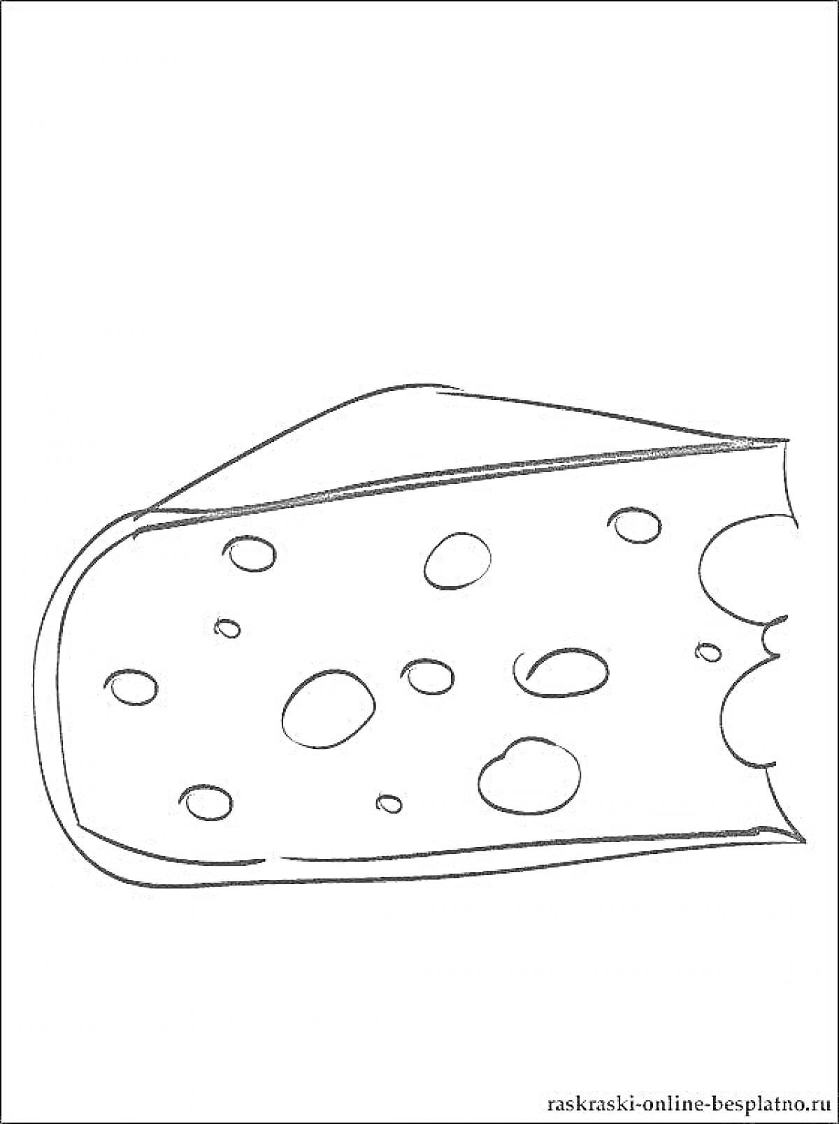 На раскраске изображено: Сыр, Кусок, Дырки, Еда