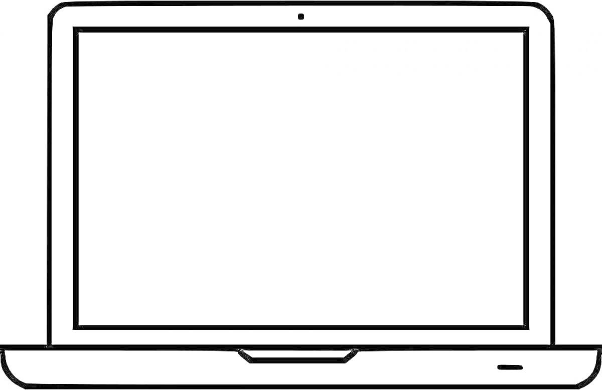 Раскраска Ноутбук с экраном на переднем плане