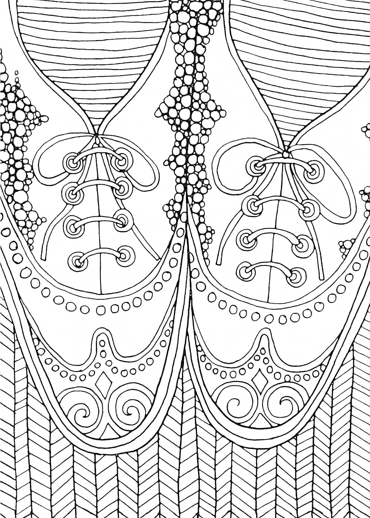 Раскраска Туфли с узором и декоративными элементами
