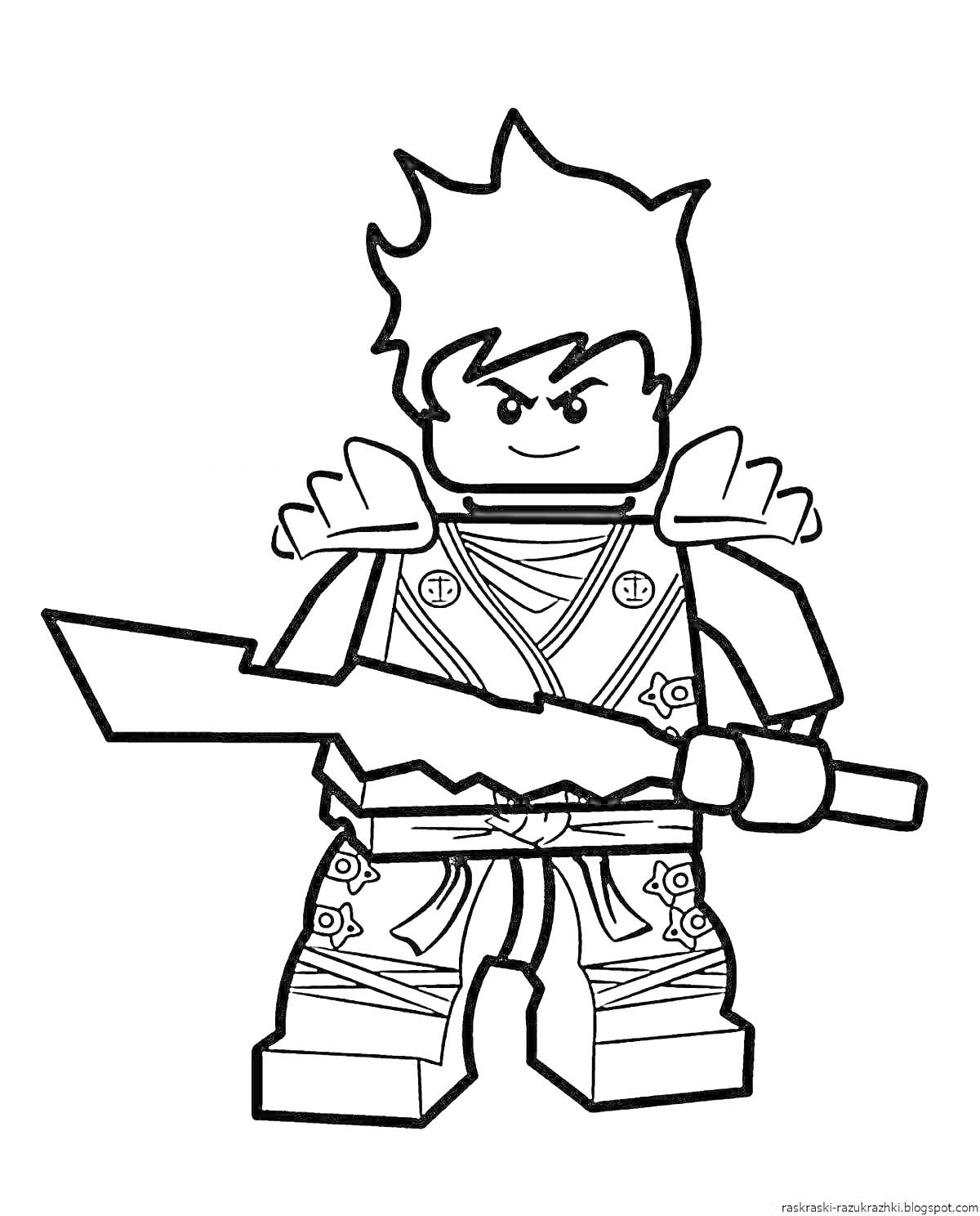 Раскраска Лего-фигурка ниндзя с мечом и доспехами