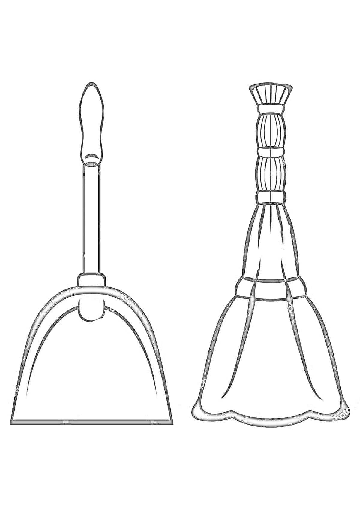 На раскраске изображено: Веник, Совок, Уборка