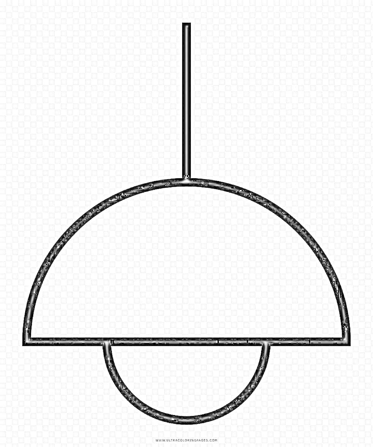 Раскраска Подвесной светильник с куполообразным абажуром и круглой лампой