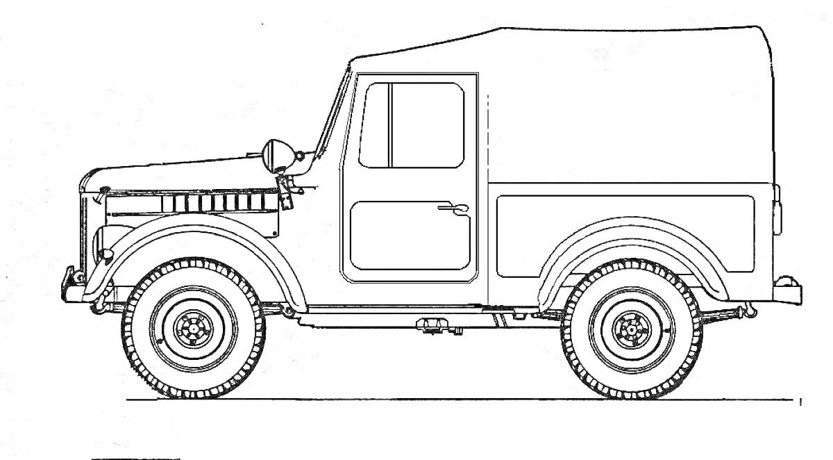 Раскраска Внедорожный автомобиль ГАЗ с крышей и дверями