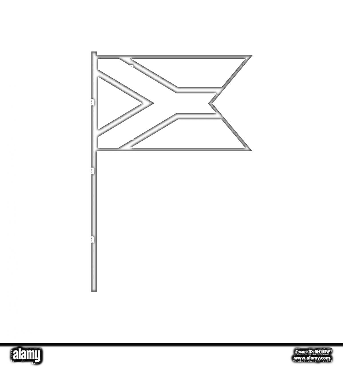 Раскраска Контур раскраски флага ЮАР на флагштоке