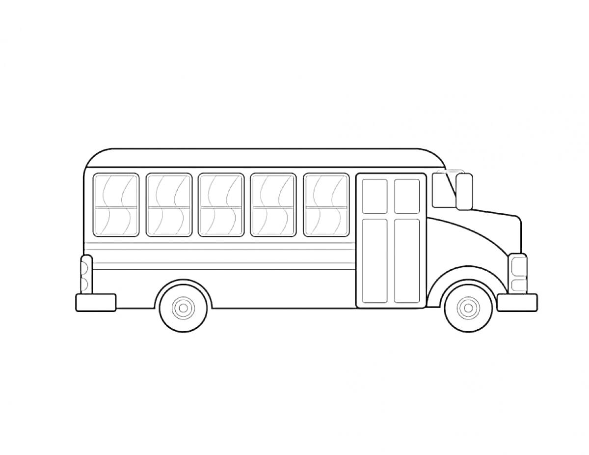 На раскраске изображено: Автобус, Окна, Транспорт