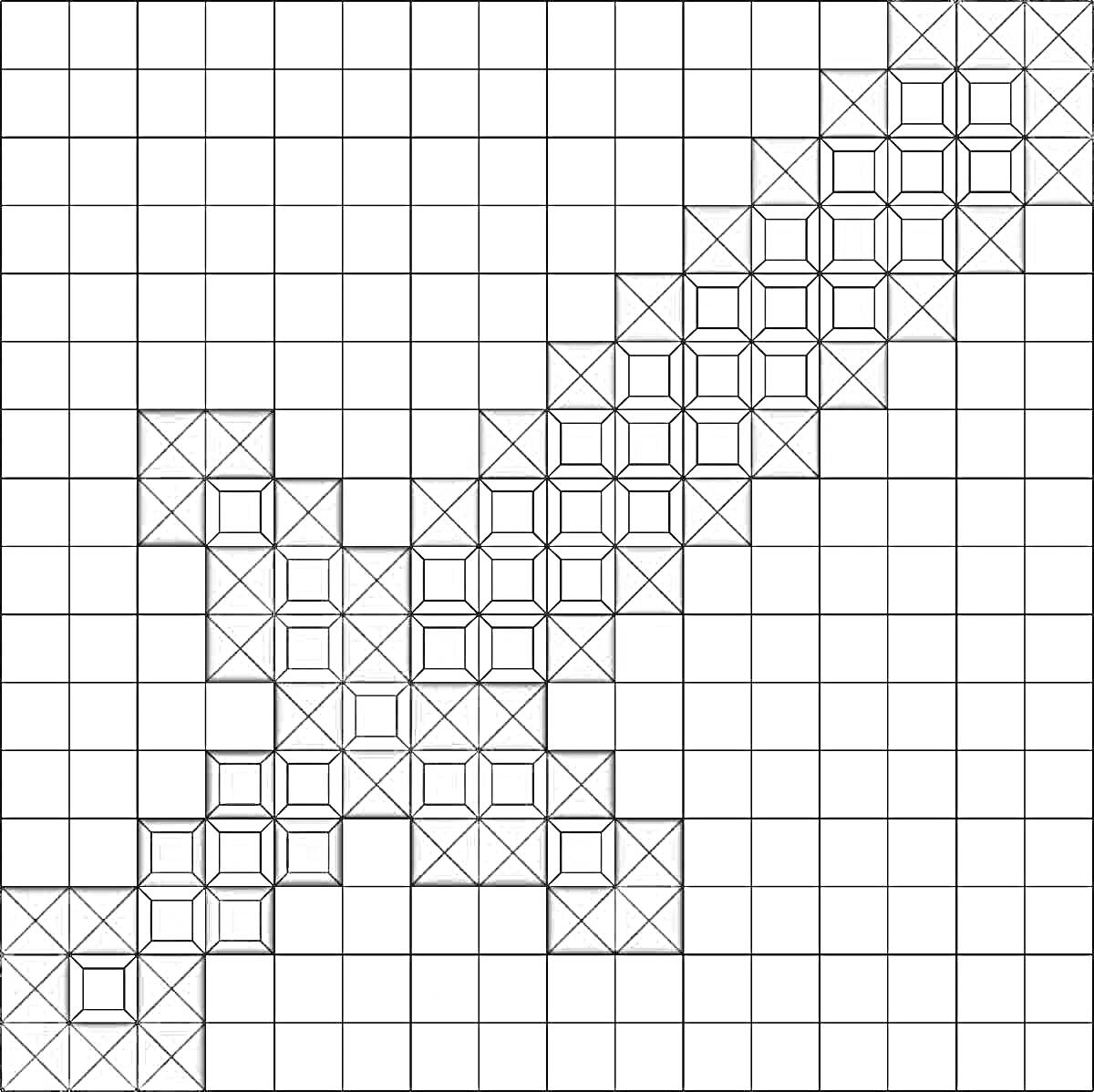 Раскраска меч из игры Майнкрафт в черно-белых клетках