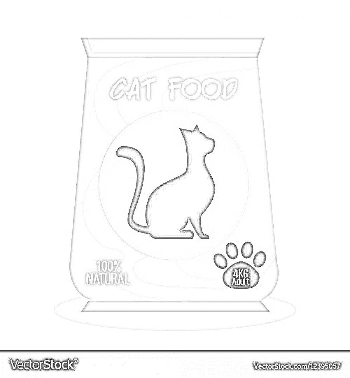 На раскраске изображено: Кошачий корм, Пакет, Корм, Животные, Еда для животных