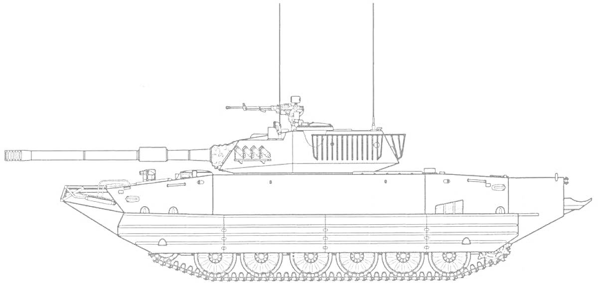 На раскраске изображено: Танк, Армата, Военная техника, Пушка, Гусеницы