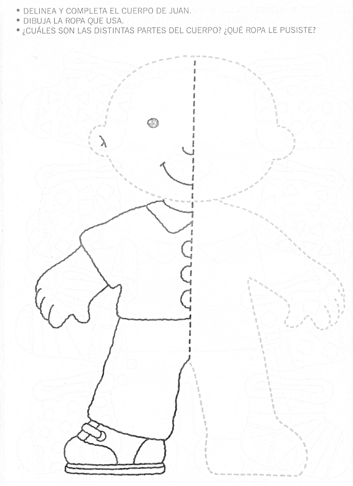 На раскраске изображено: Одежда, Брюки, Обувь, Мальчик, Части тела, Творчество
