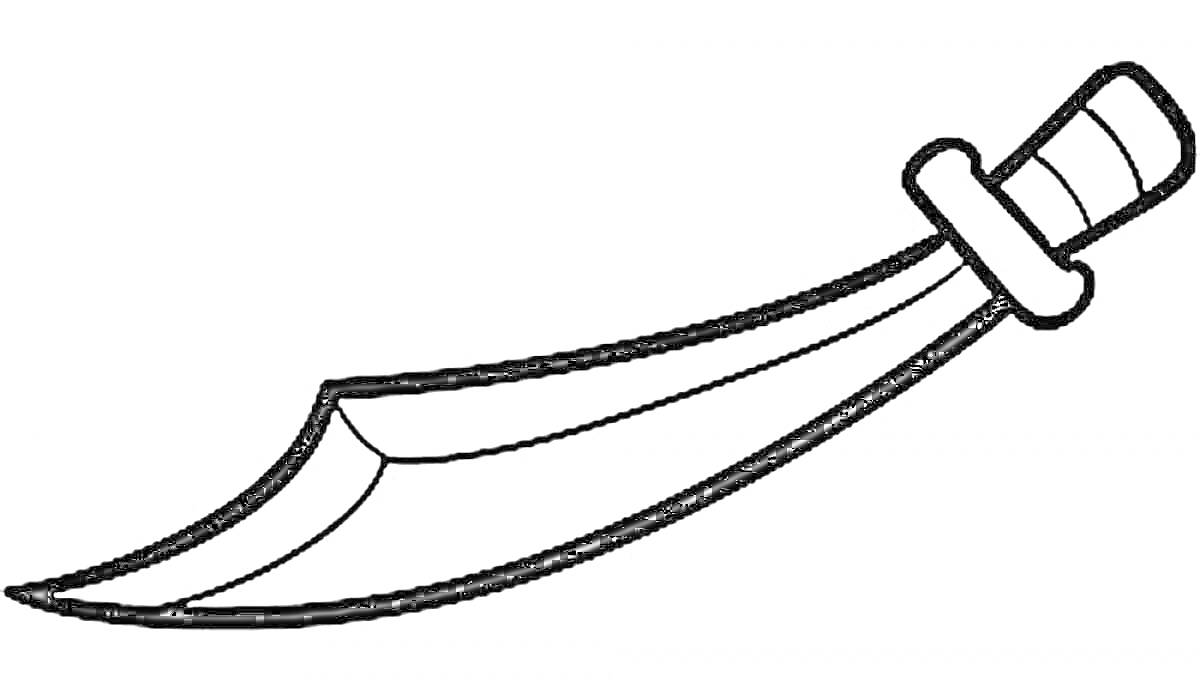 На раскраске изображено: Клинок, Меч, Оружие, Рукоятка, Контурное изображение